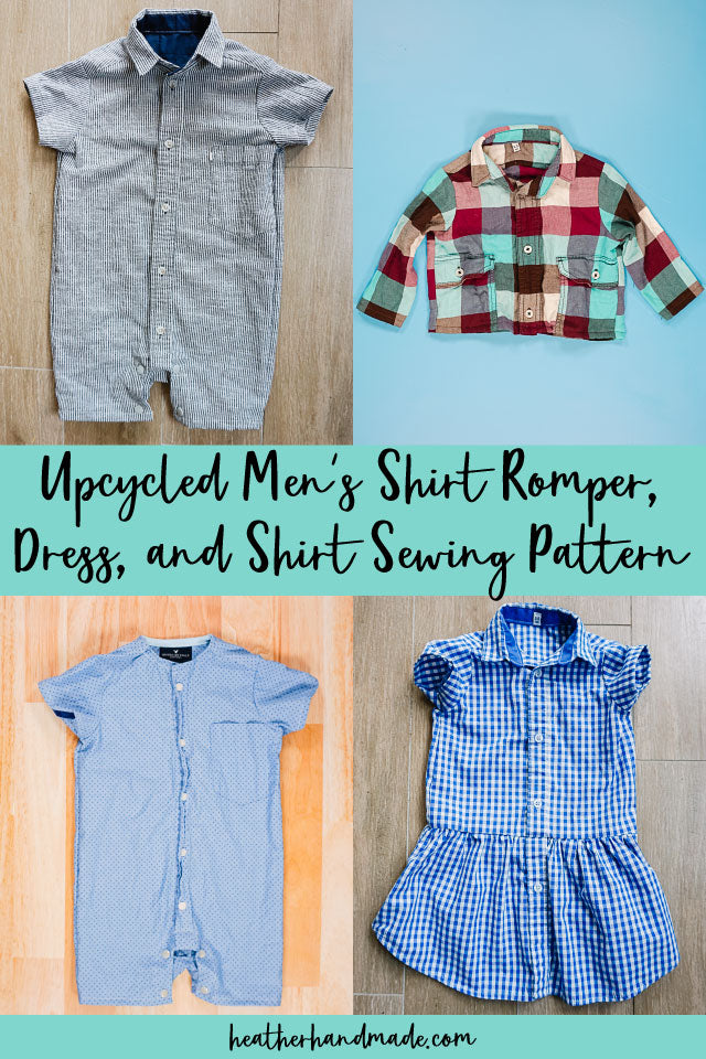 Upcycled Men's Shirt Romper, Dress, and Shirt Sewing Pattern
