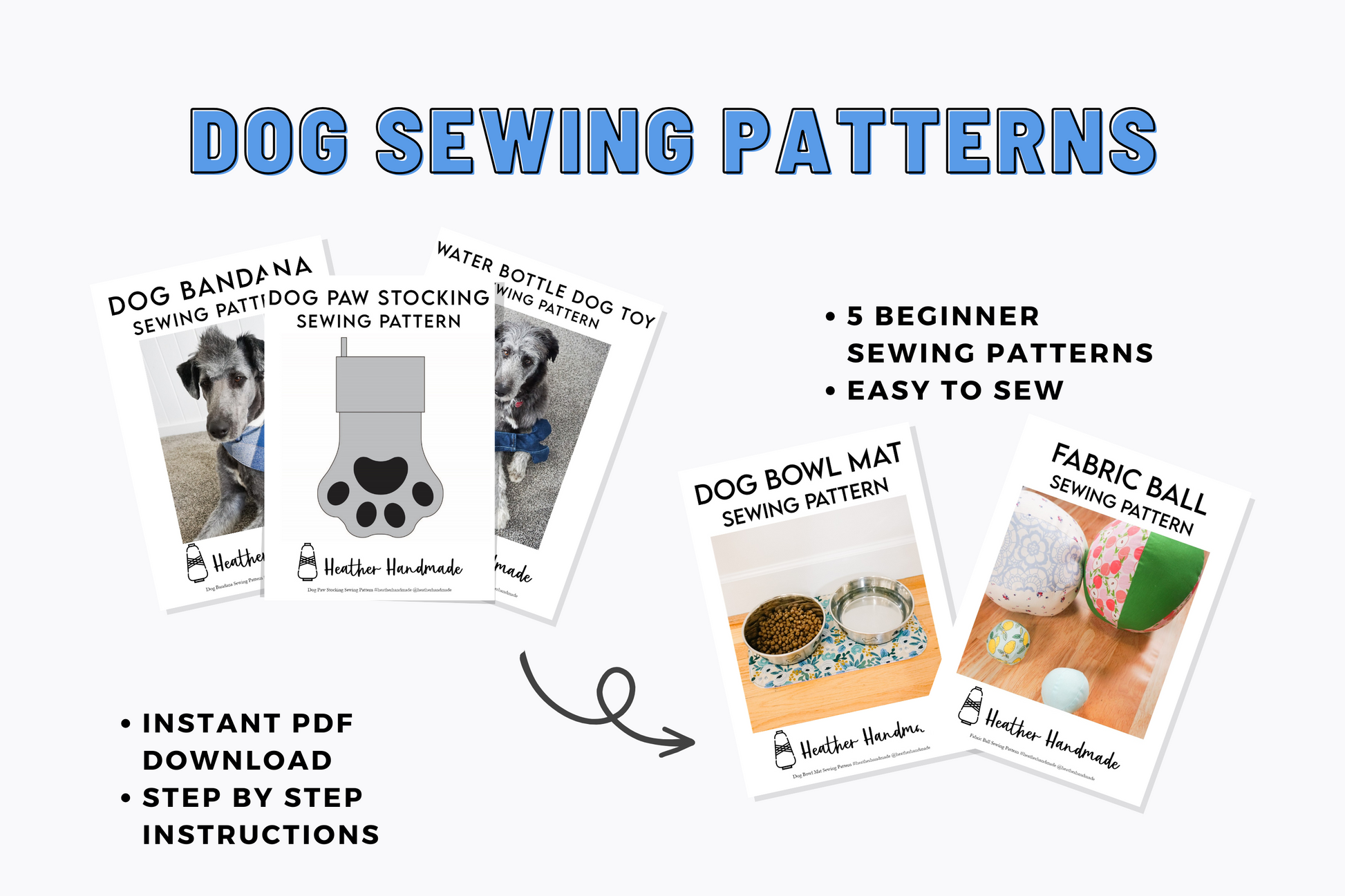 Dog Pattern Doily Dog Sewing Patterns Bundle – Heather Handmade Shop