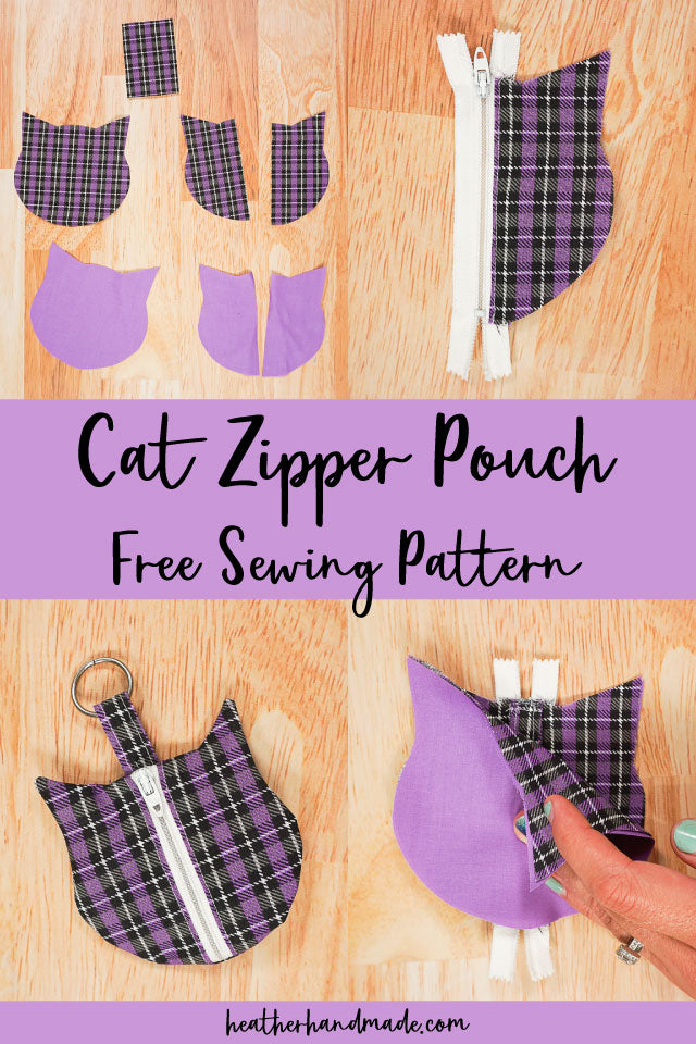 Cat Zipper Pouch Sewing Pattern and Tutorial
