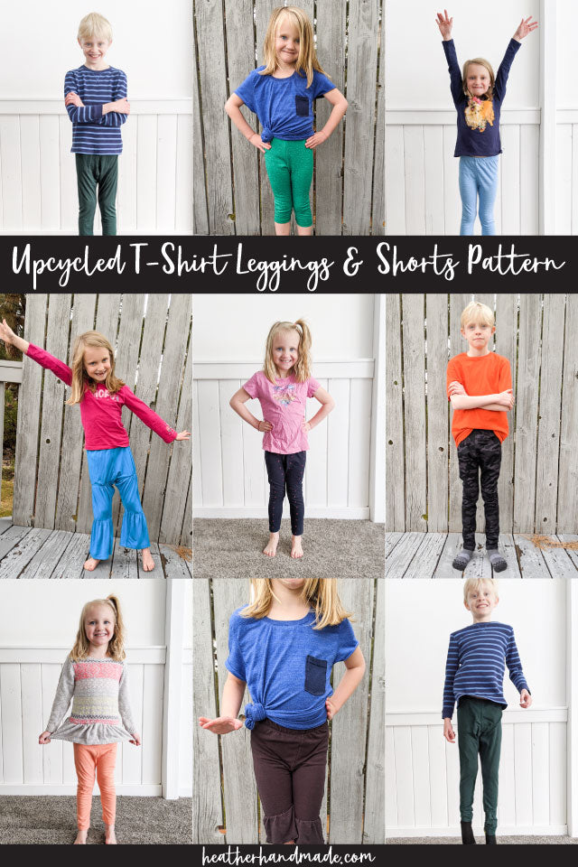 Upcycled T-Shirt Leggings and Shorts PDF Sewing Pattern