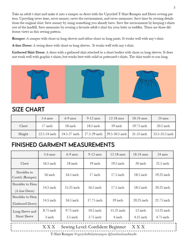 Upcycled T-Shirt Romper and Dress Sewing Pattern – Heather Handmade Shop